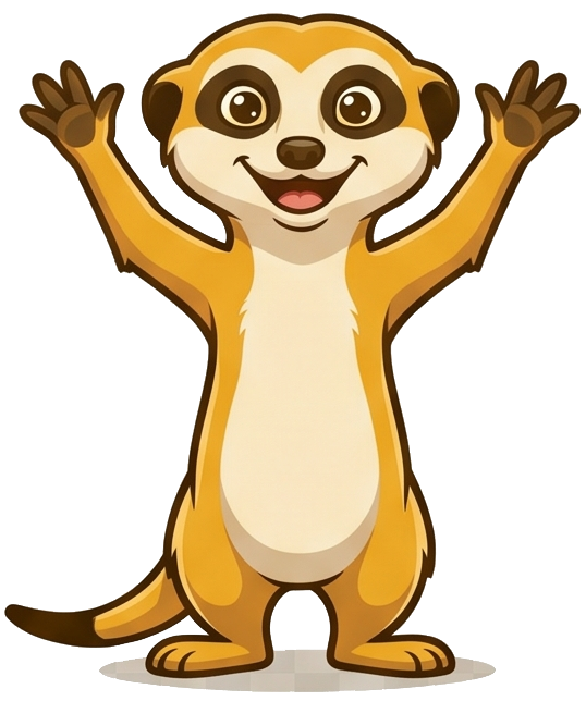Freundliches BoBer-Erdmännchen, das die Arme zum Willkommen hebt